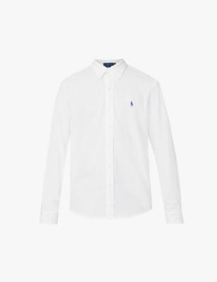 Long-sleeved logo-embroidered slim-fit cotton shirt by POLO RALPH LAUREN