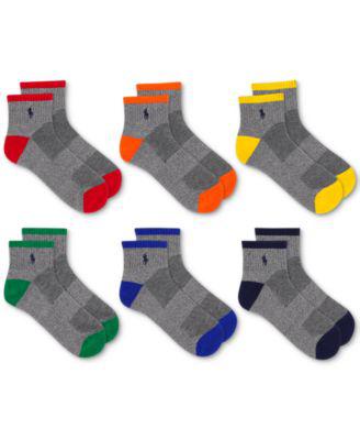 Men's 6-Pk. Performance Tipped Color Heel Toe Quarter Socks by POLO RALPH LAUREN