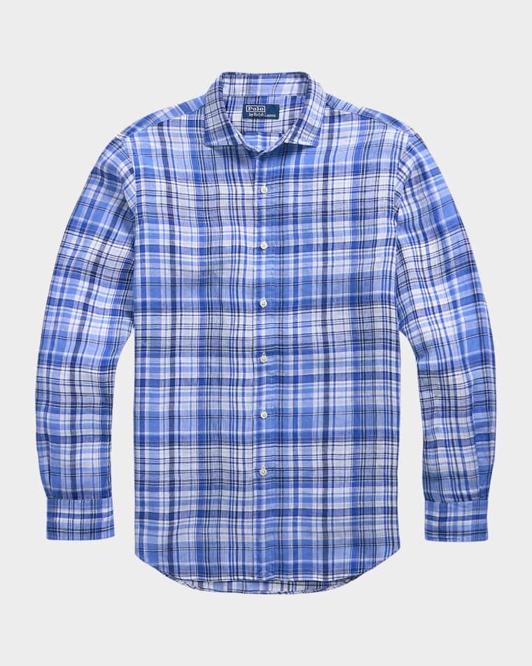 Men's Classic-Fit Plaid Linen Sport Shirt by POLO RALPH LAUREN