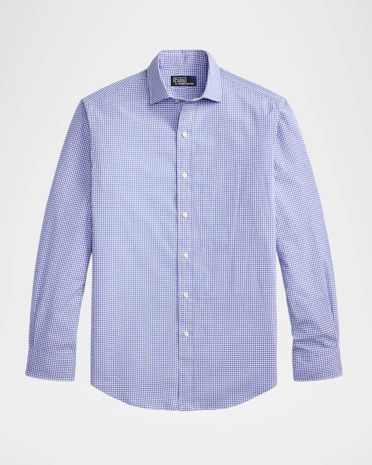Men's Cotton Poplin Woven Micro-Check Sport Shirt by POLO RALPH LAUREN