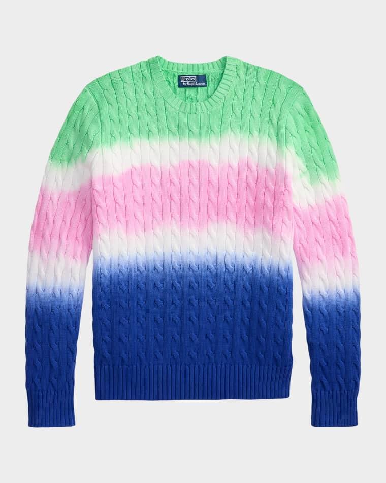 Men's Dip-Dyed Cable-Knit Cotton Crewneck Sweater by POLO RALPH LAUREN