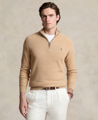 Men's Mesh-Knit Cotton Quarter-Zip Sweater by POLO RALPH LAUREN