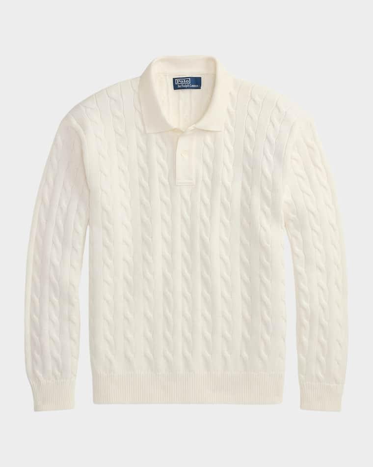 Men's Relaxed Fit Cable-Knit Cotton Polo Sweater by POLO RALPH LAUREN