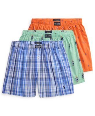 Men's Single-Button Fly Woven Boxers, 3-Pack Set by POLO RALPH LAUREN