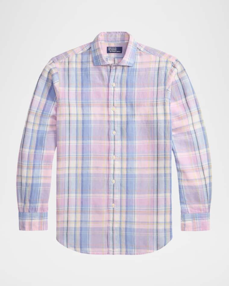 Men's Slub Cotton Multicolor Plaid Button-Down Shirt by POLO RALPH LAUREN