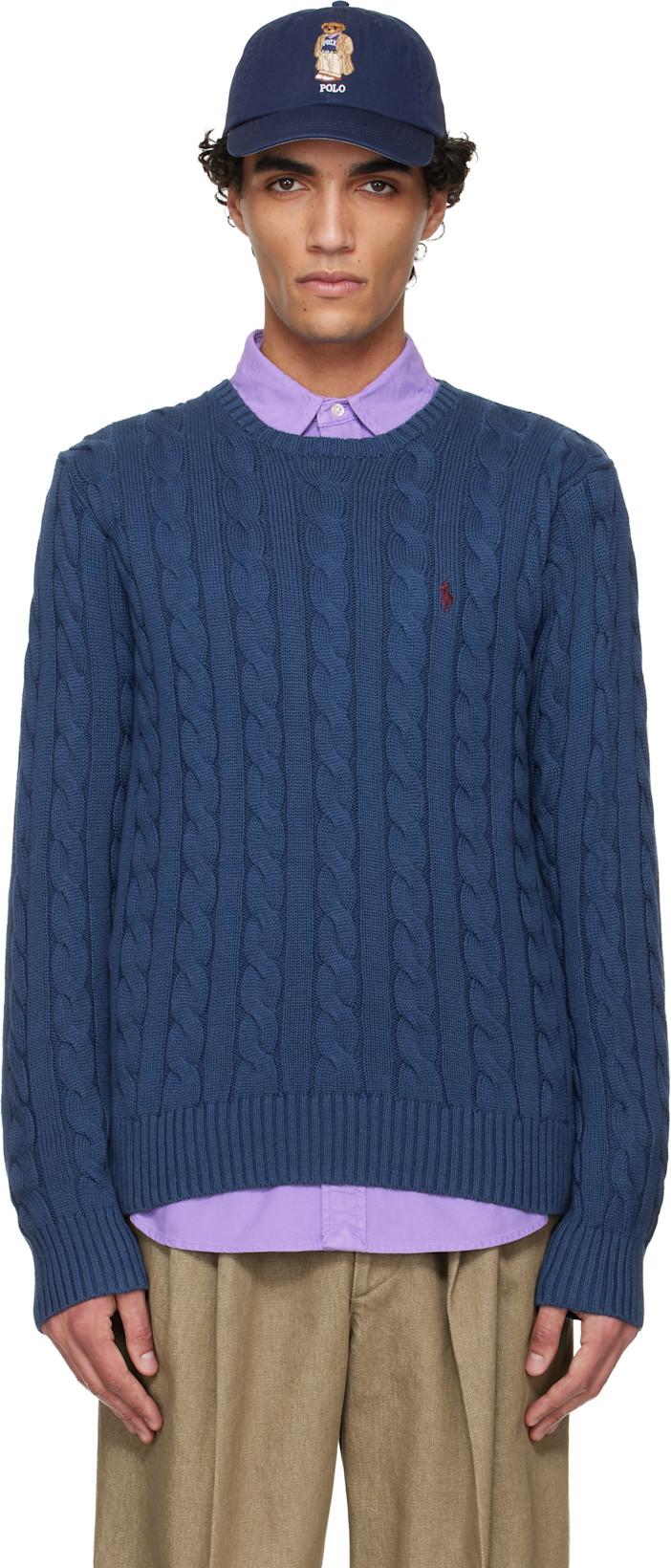 Navy Cable-Knit Cotton Sweater by POLO RALPH LAUREN