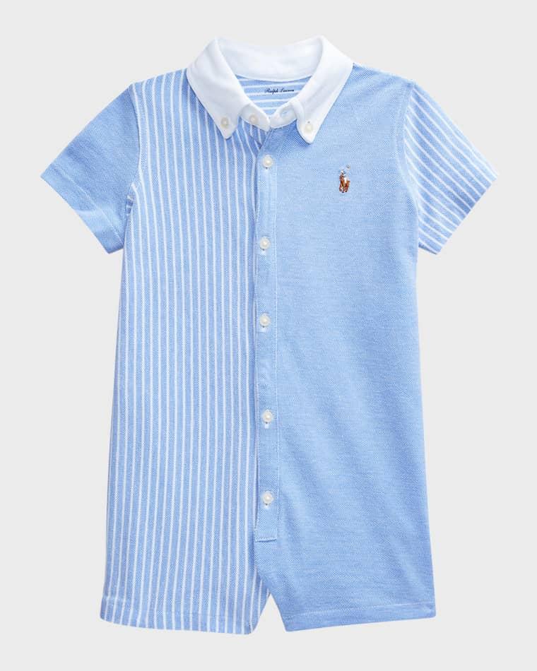 Oxford Mesh Fun One-Piece Shortalls, Size 3M-24M by POLO RALPH LAUREN