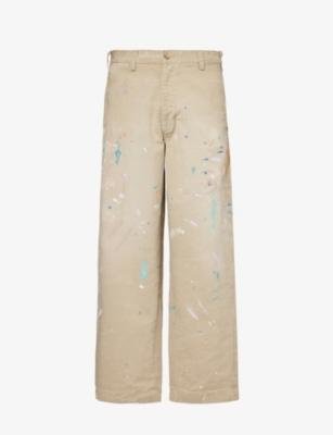 Paint-splattered mid-rise wide-leg cotton-twill trousers by POLO RALPH LAUREN