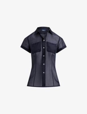 Patch-Pocket Short-Sleeve Silk Shirt by POLO RALPH LAUREN