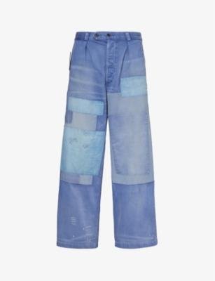 Patchwork wide-leg relaxed-fit cotton trousers by POLO RALPH LAUREN