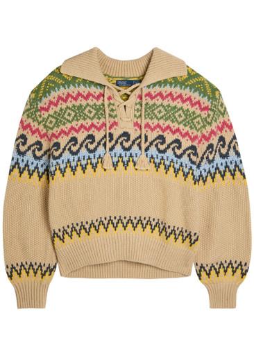 Patterned cotton-blend jumper by POLO RALPH LAUREN