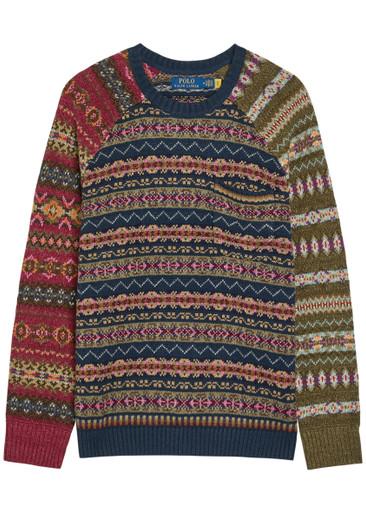 Patterned intarsia linen and cotton-blend jumper by POLO RALPH LAUREN