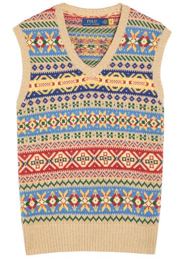 Patterned intarsia linen and cotton-blend vest by POLO RALPH LAUREN