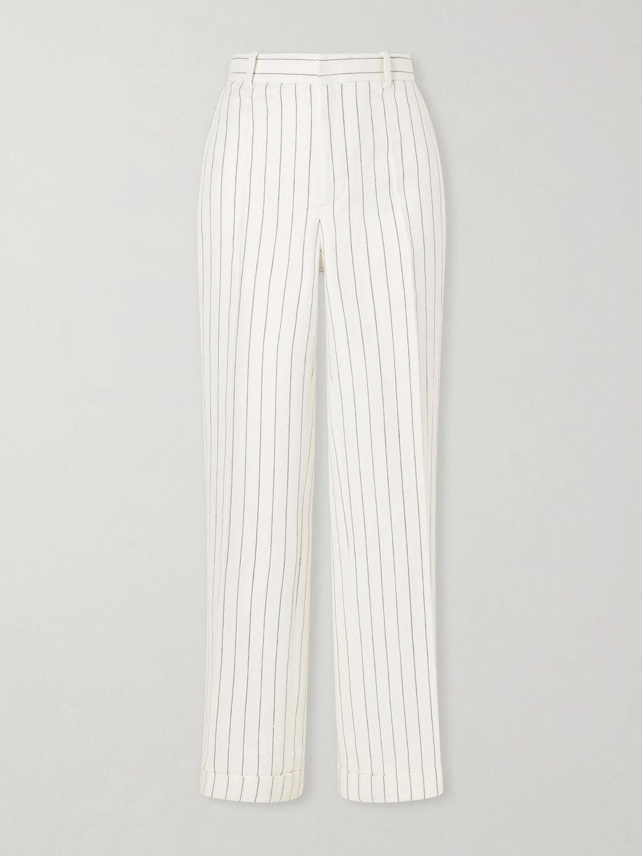 Pinstriped hemp straight-leg pants by POLO RALPH LAUREN