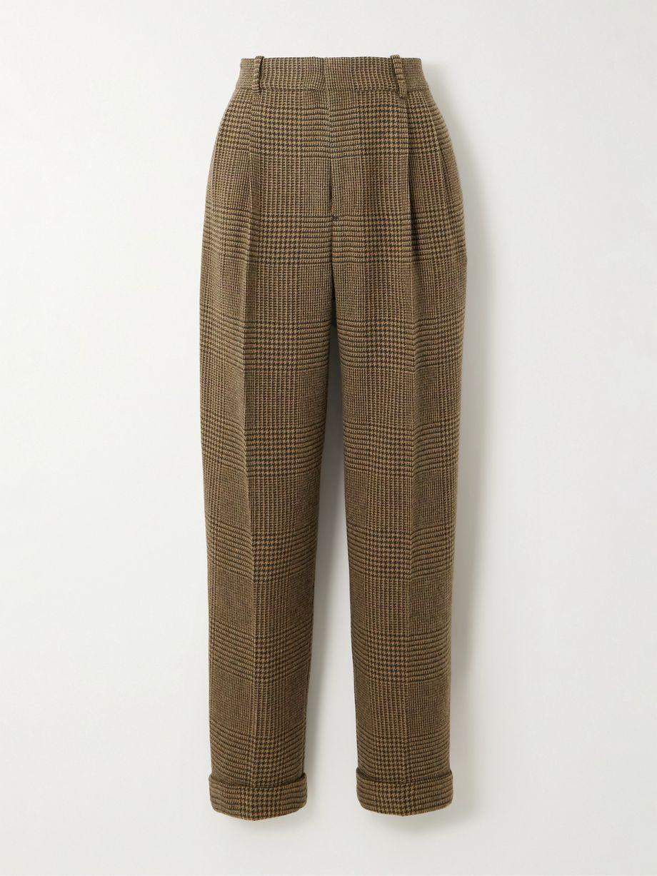Pleated Prince of Wales checked recycled wool-blend tapered pants by POLO RALPH LAUREN Pleated Prince of Wales checked recycled wool-blend tapered pants by POLO RALPH LAUREN