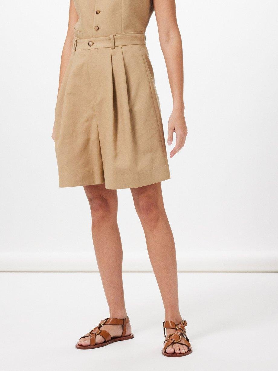 Pleated cotton-blend twill culottes by POLO RALPH LAUREN