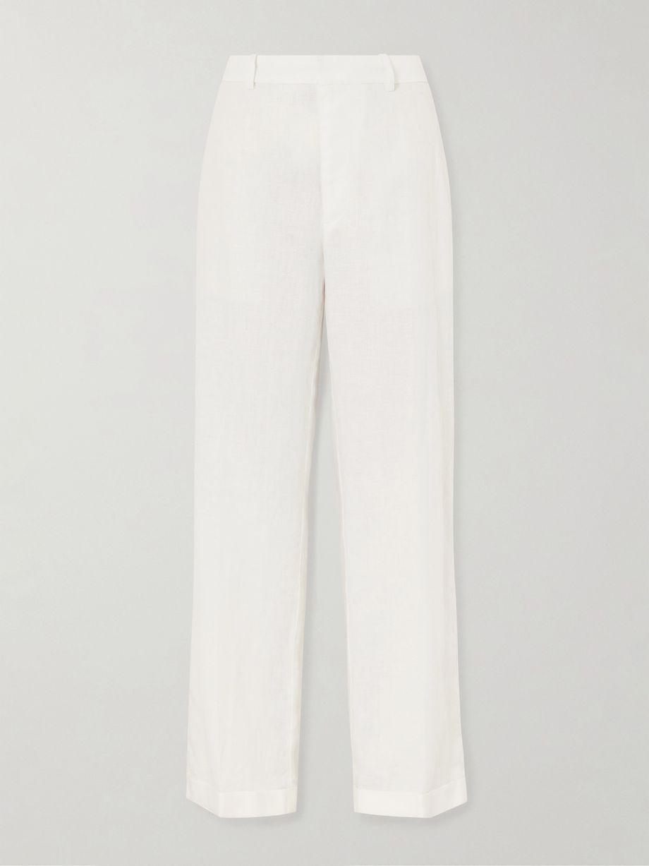 Pleated linen straight-leg pants by POLO RALPH LAUREN