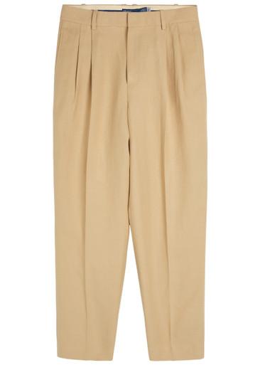 Pleated tapered-leg hemp trousers by POLO RALPH LAUREN