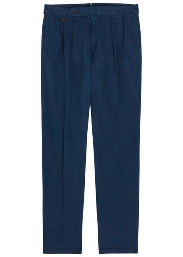 Pleated tapered-leg stretch-cotton trousers by POLO RALPH LAUREN