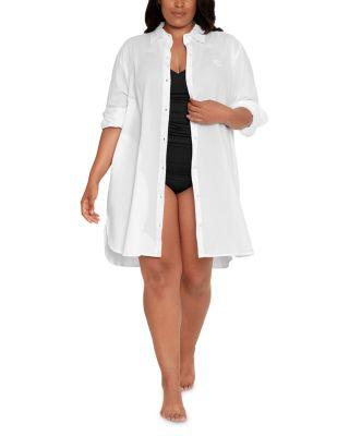 Plus Size Cotton Maxi Beach Shirt by POLO RALPH LAUREN