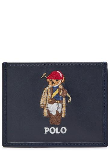 Polo Bear embroidered leather card holder by POLO RALPH LAUREN