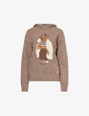 Polo Bear graphic-intarsia wool and cashmere-blend hoody by POLO RALPH LAUREN
