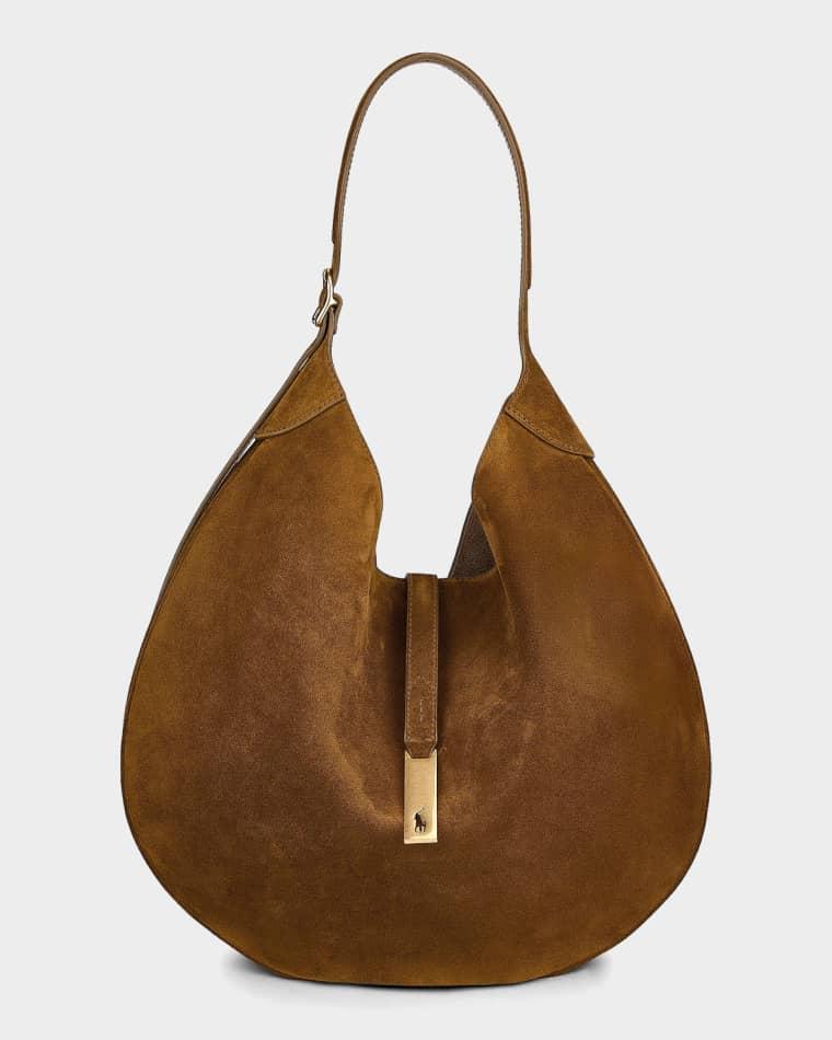 Polo ID Suede Large Shoulder Bag by POLO RALPH LAUREN