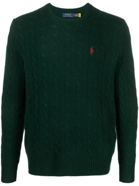 Polo Pony-motif cable-knit jumper by POLO RALPH LAUREN
