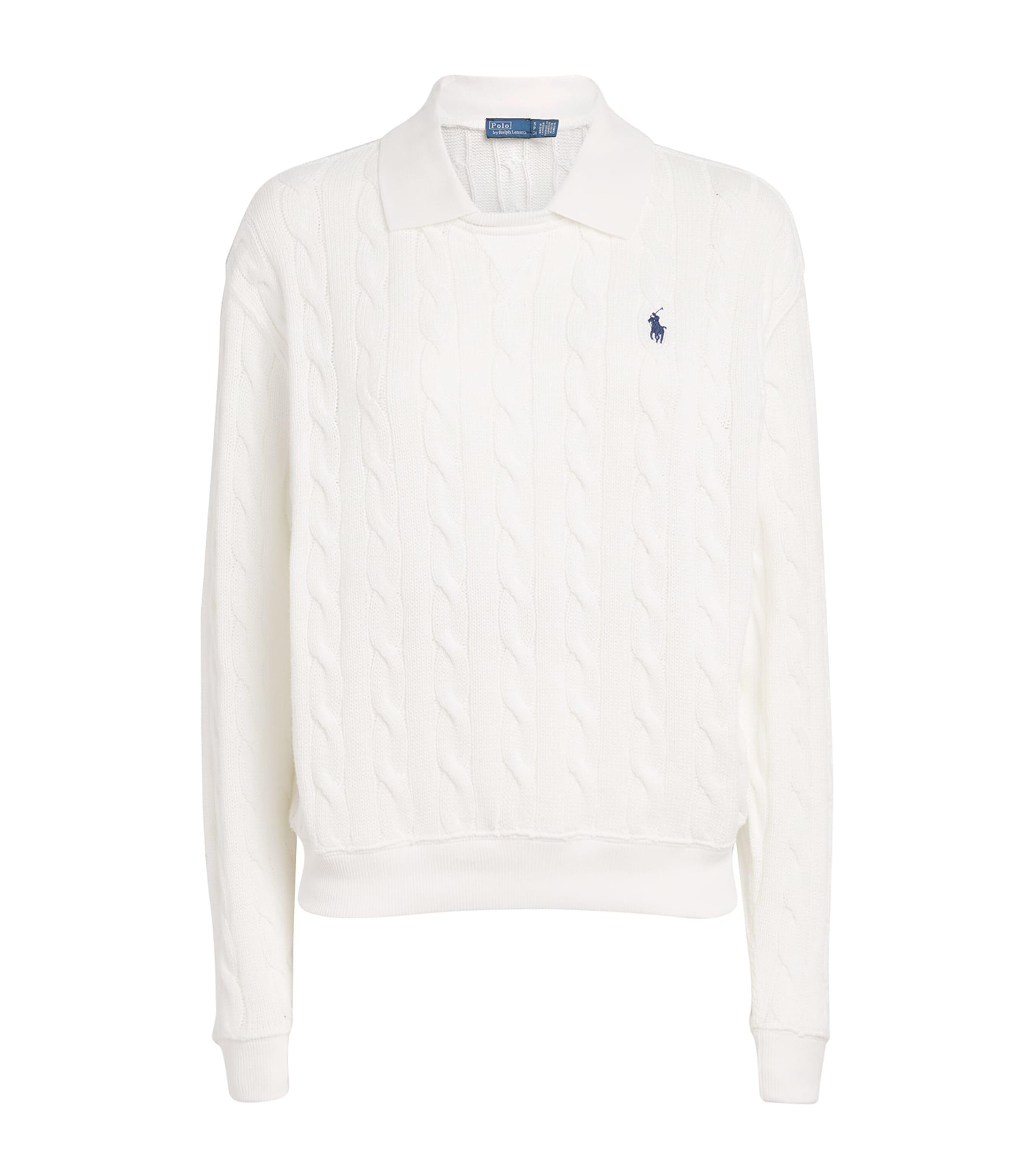 Polo Ralph Lauren Cotton Cable-Knit Polo Collar Sweater by POLO RALPH LAUREN