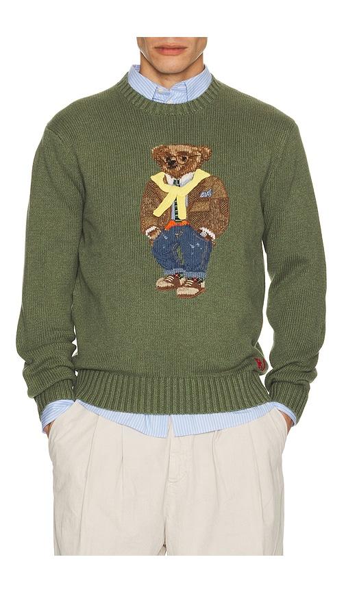 Polo Ralph Lauren Cotton Cashmere Blend Hudson Valley Bear Sweater in Green by POLO RALPH LAUREN