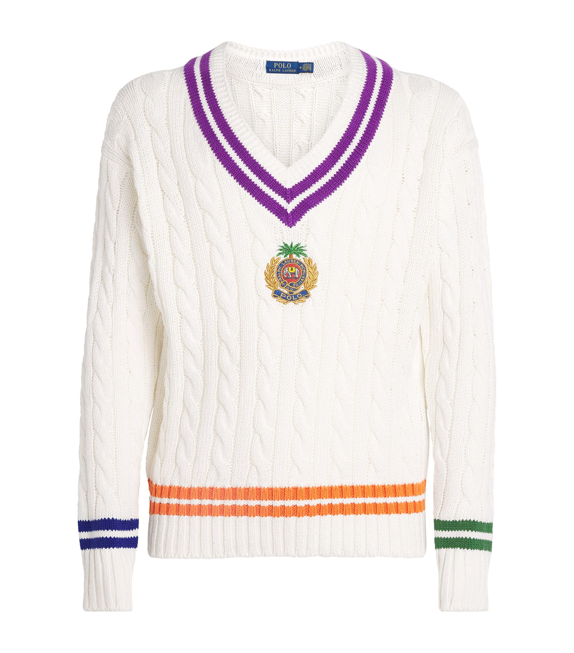 Polo Ralph Lauren Cotton-Linen Embroidered V-Neck Sweater by POLO RALPH LAUREN