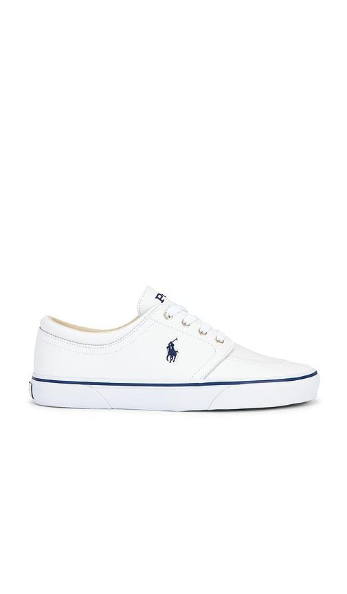 Polo Ralph Lauren Faxon Solid Leather Low Top Sneaker in White by POLO RALPH LAUREN