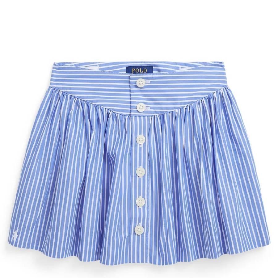 Polo Ralph Lauren Girls Embroidered Logo Striped Pattern Skirt by POLO RALPH LAUREN