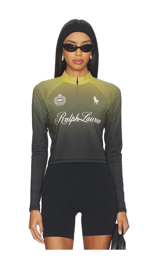 Polo Ralph Lauren Graphic Cropped Quarter Zip Sweatshirt in Green by POLO RALPH LAUREN