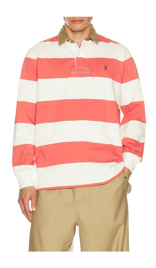 Polo Ralph Lauren Long Sleeve Collared Rugby Shirt in Red by POLO RALPH LAUREN