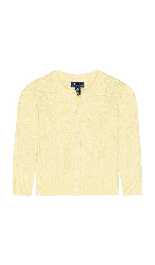 Polo Ralph Lauren Long Sleeve Cotton Cable Knit Cardigan in Yellow by POLO RALPH LAUREN