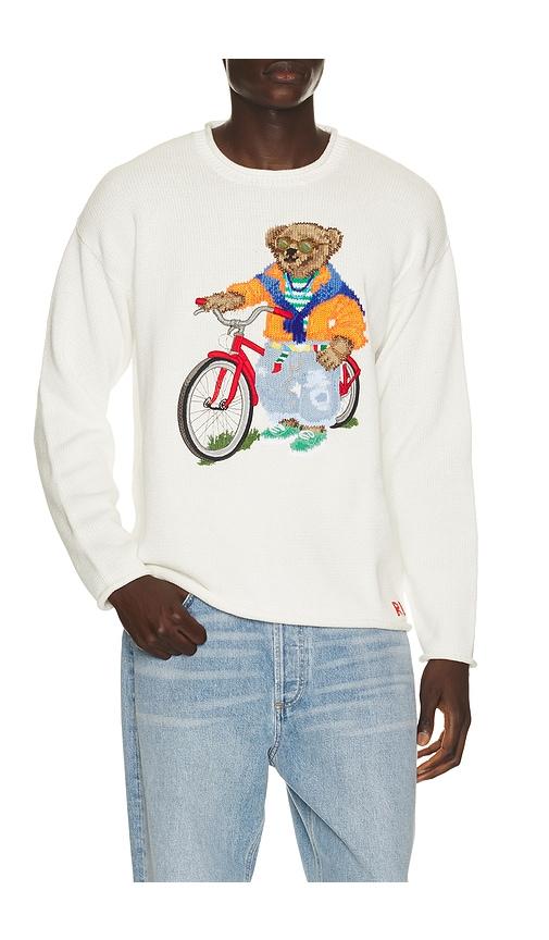 Polo Ralph Lauren Long Sleeve Cotton Novelty Harbor Island Bear Rollneck Sweater in White by POLO RALPH LAUREN