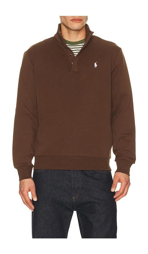 Polo Ralph Lauren Long Sleeve Double Knit Tech Snap Mocknock Pullover in Brown by POLO RALPH LAUREN