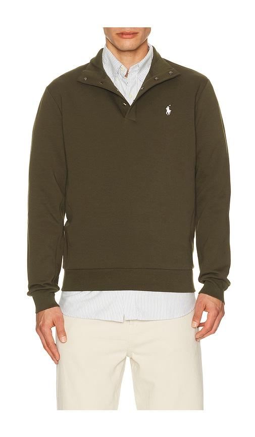 Polo Ralph Lauren Long Sleeve Double Knit Tech Snap Mocknock Pullover in Olive by POLO RALPH LAUREN