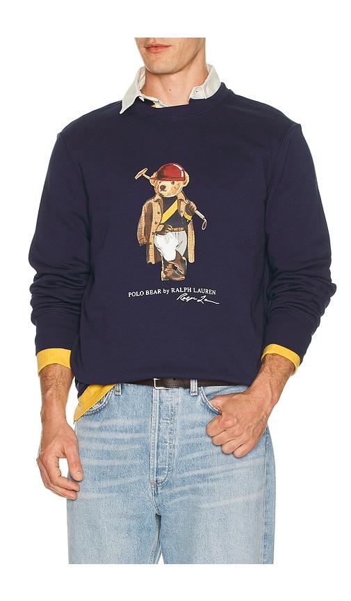 Polo Ralph Lauren Long Sleeve Fleece Society Bear Crewneck Sweatshirt in Blue by POLO RALPH LAUREN
