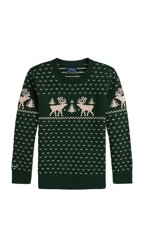 Polo Ralph Lauren Long Sleeve Intarsia Reindeer Sweater Coverall in Green by POLO RALPH LAUREN Polo Ralph Lauren Long Sleeve Intarsia Reindeer Sweater Coverall in Green by POLO RALPH LAUREN