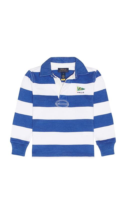 Polo Ralph Lauren Long Sleeve Jersey Knit Rugby Striped Pullover in White,Blue by POLO RALPH LAUREN