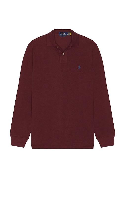 Polo Ralph Lauren Long Sleeve Mesh Polo in Burgundy by POLO RALPH LAUREN