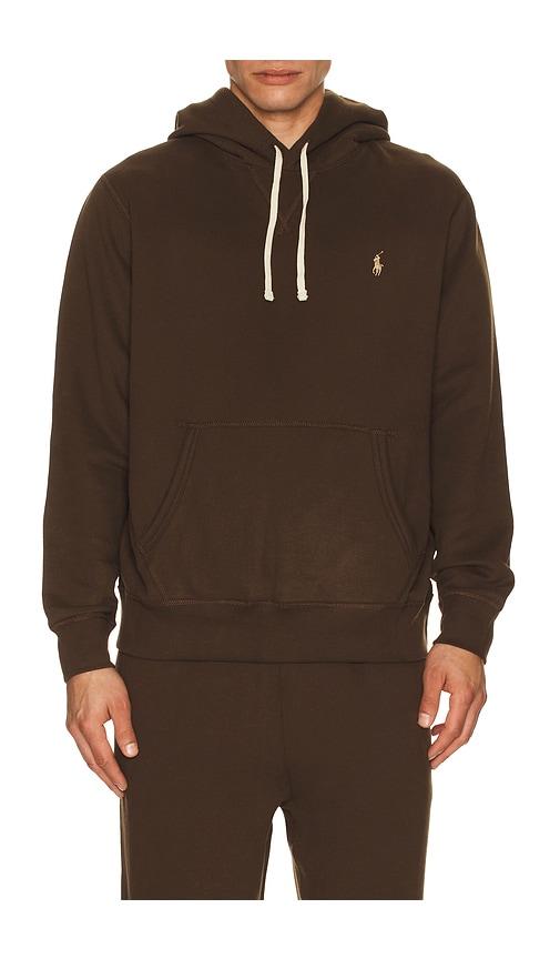 Polo Ralph Lauren Long Sleeve RL Fleece Pullover Hoodie in Brown by POLO RALPH LAUREN
