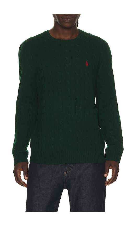 Polo Ralph Lauren Long Sleeve Wool Cashmere Cable Knit Crewneck Sweater in Dark Green by POLO RALPH LAUREN