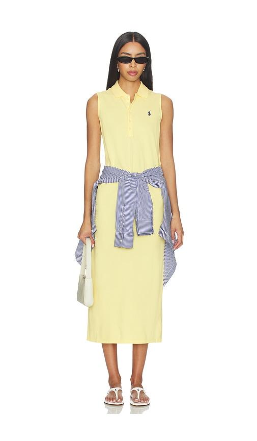 Polo Ralph Lauren Mesh Knit Collared Polo Dress in Yellow by POLO RALPH LAUREN