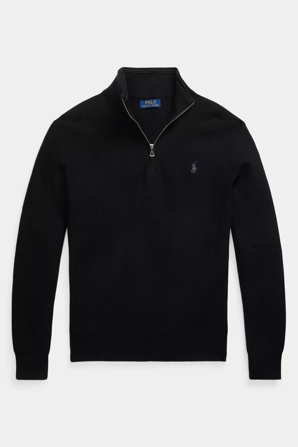 Polo Ralph Lauren Mesh Knit Cotton Quarter Zip Sweater by POLO RALPH LAUREN