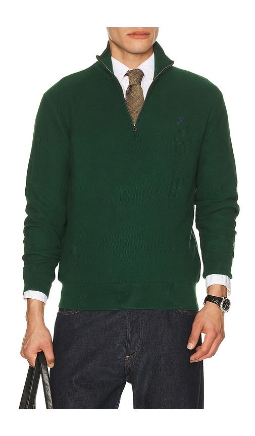 Polo Ralph Lauren Mesh-Knit Cotton Quarter-Zip Sweater in Green by POLO RALPH LAUREN