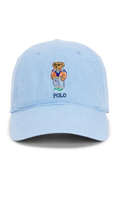 Polo Ralph Lauren Novelty Bear Linen Ball Cap in Baby Blue by POLO RALPH LAUREN