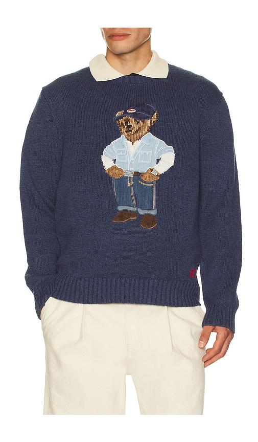Polo Ralph Lauren Polo Bear Linen-Cotton Sweater in Blue by POLO RALPH LAUREN